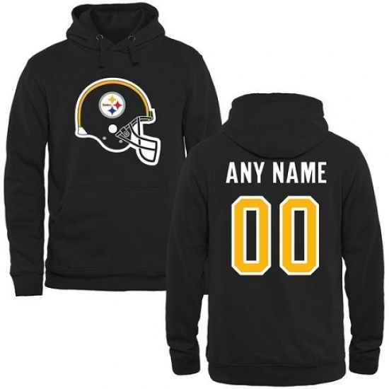 NFL Pittsburgh Steelers Black Custom Name Number Helmet Pullover Hoodie